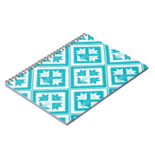 Turquoise Floral Quilt Spiral Notebook Notitieboek (Linkerzijde)