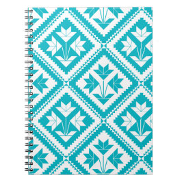 Turquoise Floral Quilt Spiral Notebook Notitieboek