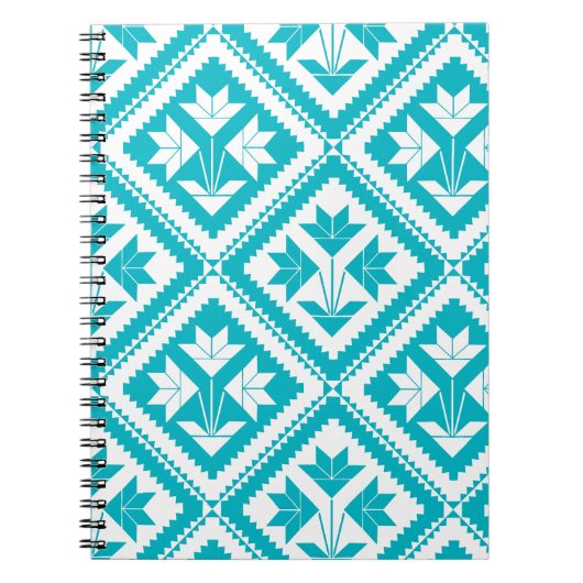 Turquoise Floral Quilt Spiral Notebook Notitieboek (Voorkant)