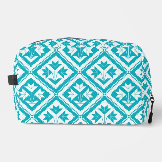 Turquoise Floral Quilt Toiletry Bag Toilettasje (Voorkant)
