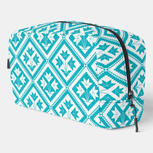 Turquoise Floral Quilt Toiletry Bag Toilettasje (Rechterhoek)