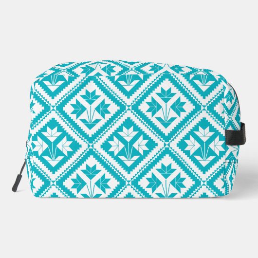 Turquoise Floral Quilt Toiletry Bag Toilettasje (Achterkant)
