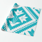 Turquoise Floral Quilt Wrapping Paper Cadeaupapier (Uitgerold)