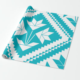 Turquoise Floral Quilt Wrapping Paper Cadeaupapier
