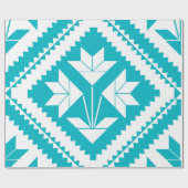 Turquoise Floral Quilt Wrapping Paper Cadeaupapier (Vlak)