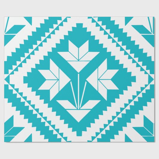 Turquoise Floral Quilt Wrapping Paper Cadeaupapier (Vlak)