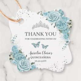 Turquoise Floral Quinceanera Sweet 16 Butterflies Bedankjes Labels