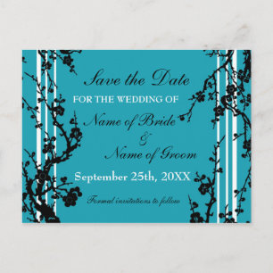 Turquoise Floral Save the Date Wedding Briefkaart
