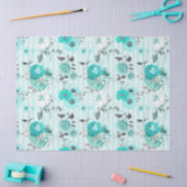 Turquoise Floral Series Design 10 Tissue Paper Tissuepapier (Craft)