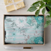 Turquoise Floral Series Design 10 Tissue Paper Tissuepapier (Geschenk)