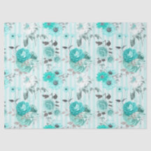 Turquoise Floral Series Design 10 Tissue Paper