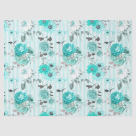 Turquoise Floral Series Design 10 Tissue Paper Tissuepapier