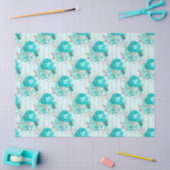 Turquoise Floral Series Design 3 Weefpapier Tissuepapier (Craft)