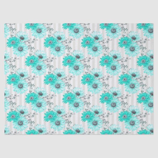 Turquoise Floral Series Design 4 tissuepapier (Voorkant)