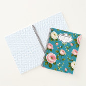 Turquoise Floral Spiral Notitieboek – Schattige vo (Binnen)