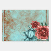 Turquoise Floral Teapot Inpakpapier Vel (Voorkant 3)