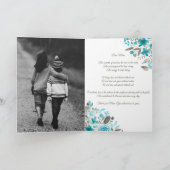 Turquoise Floral waterverf gedicht foto Moeder dag Kaart (Binnen)