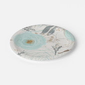 Turquoise Floral Waterverf Paper Borden Papieren Bordje (Gekanteld)