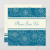 Turquoise Floral Wedding Vow Renewal Uitnodigingen (Voorkant / Achterkant)