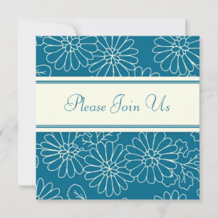 Turquoise Floral Wedding Vow Renewal Uitnodigingen