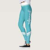 Turquoise floral white strepen & noem modern leggings (Links)