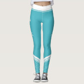 Turquoise floral white strepen & noem modern leggings (Voorkant)