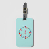Turquoise Floral Wreath Love Bagagelabel (Voorkant (verticaal))