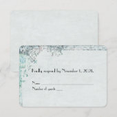  turquoise florale grens RSVP Kaartje (Voorkant / Achterkant)