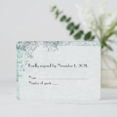  turquoise florale grens RSVP Kaartje (Staand voorkant)
