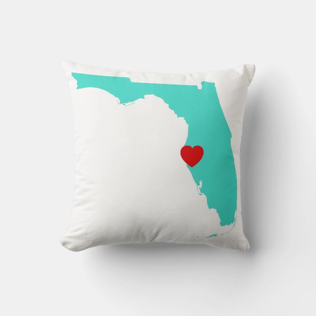 Turquoise Florida met Red Heart Kussen (Voorkant)