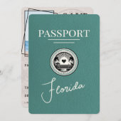 Turquoise Florida Passport Bewaar de datum Save The Date (Voorkant / Achterkant)
