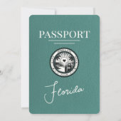 Turquoise Florida Passport bruiloft uitnodiging (Achterkant)