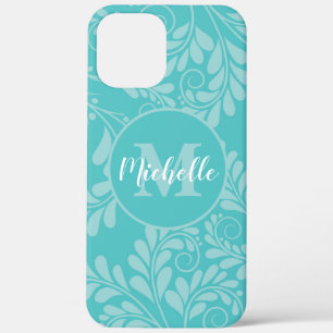 Turquoise Flourish Hoesje met Initiaal en naam