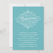 Turquoise Flourish Quinceanera Party Kaart (Voorkant)