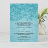 Turquoise Flourish Wedding Invitation Kaart (Staand voorkant)