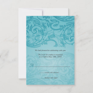 Turquoise Flourish Wedding Response RSVP Kaartje