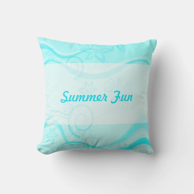 Turquoise Flower and Swirls Pillow Kussen (Voorkant)