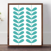 Turquoise Flower Buds Mid Century Modern Retro Poster
