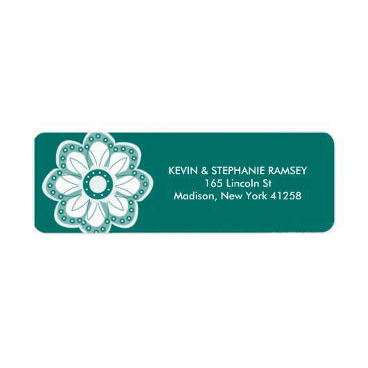 Turquoise Flower Etiket (Voorkant)