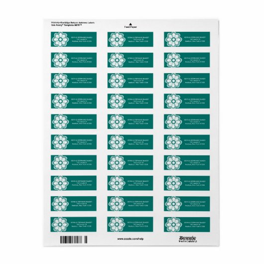 Turquoise Flower Etiket (Full Sheet)