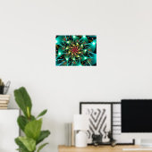 Turquoise Flower Fractal Poster (Thuiskantoor)