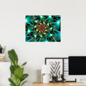 Turquoise Flower Fractal Poster (Thuiskantoor)