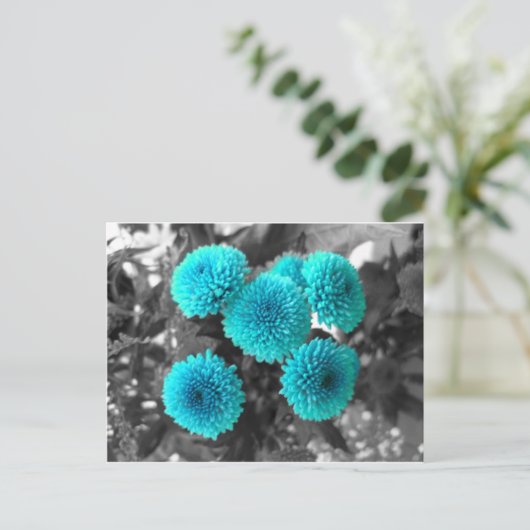 Turquoise Flowers Briefkaart (Staand voorkant)