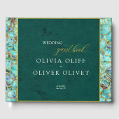 Turquoise Flowers Emerald Wedding Gastenboek (Voorkant)