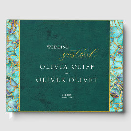Turquoise Flowers Emerald Wedding Gastenboek