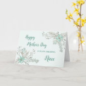 Turquoise Flowers Niece Happy Moederdag Kaart (Gele Bloem)