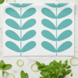 Turquoise Flowers Retro Mid Century Hand Towel Theedoek<br><div class="desc">Voeg een pop kleur toe aan je keuken met deze schattige retro keukenhanddoek. Het is voorzien van de felle en vette kleur van de stengels van de turkooisblauwe bloem.</div>