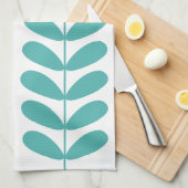 Turquoise Flowers Retro Mid Century Hand Towel Theedoek (Quarter Fold)