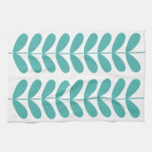 Turquoise Flowers Retro Mid Century Hand Towel Theedoek (Horizontaal)