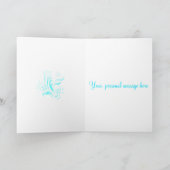 Turquoise Flowers & Swirls Wenskaart Kaart (Binnen)